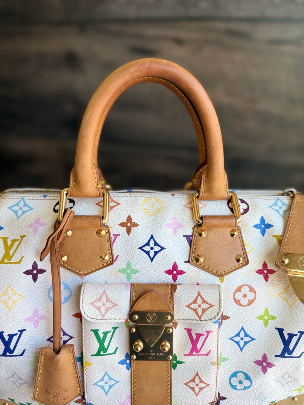 SOLD XPost Louis Vuitton Takashi Murakami Vintage White Multicolor Speedy 30 Bag - Picture 5 of 16